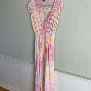 ATM Anthony Thomas Melillo Pink and Peach V-Neck Maxi Sundress